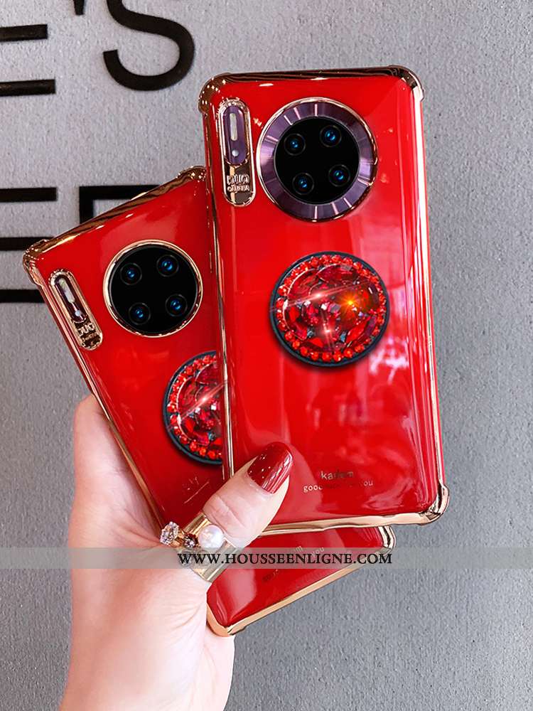 Housse Huawei Mate 30 Pro Fluide Doux Silicone Tout Compris Incassable Luxe Tendance Strass Blanche