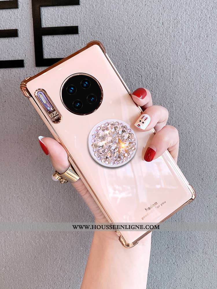 Housse Huawei Mate 30 Pro Fluide Doux Silicone Tout Compris Incassable Luxe Tendance Strass Blanche