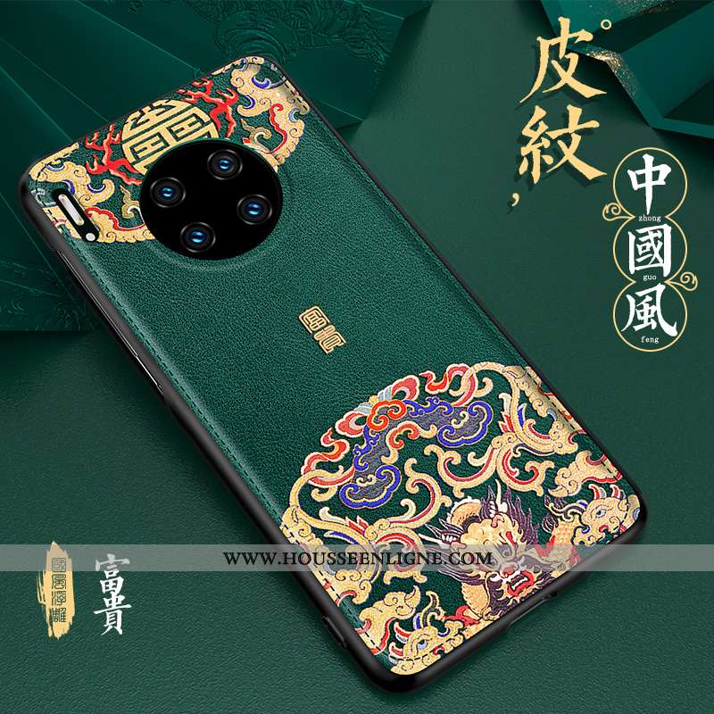 Housse Huawei Mate 30 Pro Personnalité Créatif Cuir Vintage Étui Téléphone Portable Net Rouge Verte