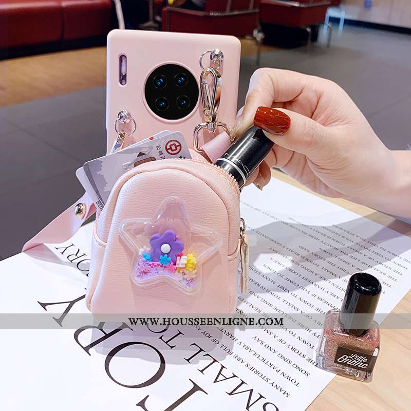 Housse Huawei Mate 30 Pro Silicone Ornements Suspendus Cœur Fluide Doux Luxe Coque Noir