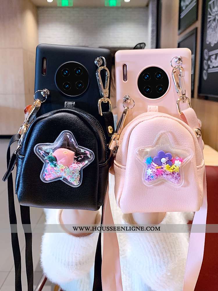 Housse Huawei Mate 30 Pro Silicone Ornements Suspendus Cœur Fluide Doux Luxe Coque Noir