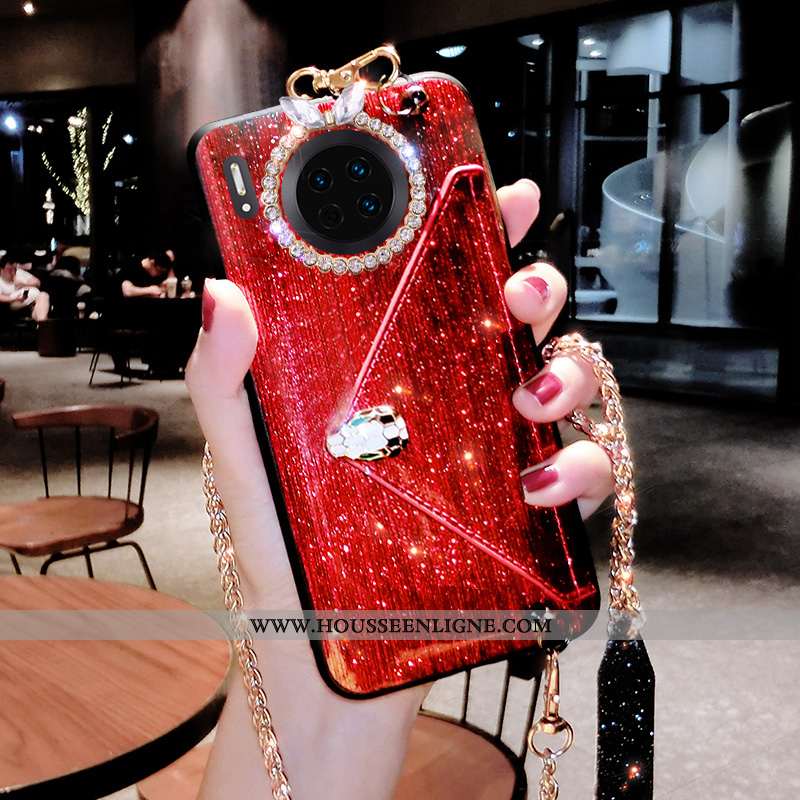 Housse Huawei Mate 30 Pro Strass Ornements Suspendus Personnalité Vent Vert Incassable Créatif Verte