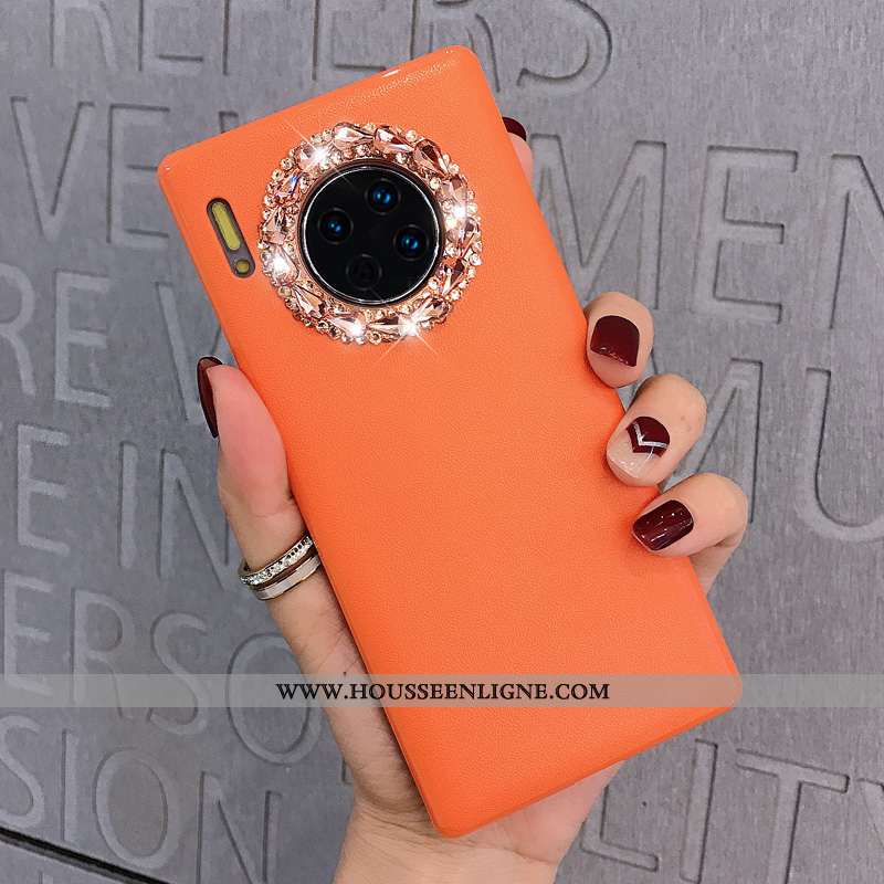 Housse Huawei Mate 30 Protection Strass Tout Compris Cuir Net Rouge Téléphone Portable Violet