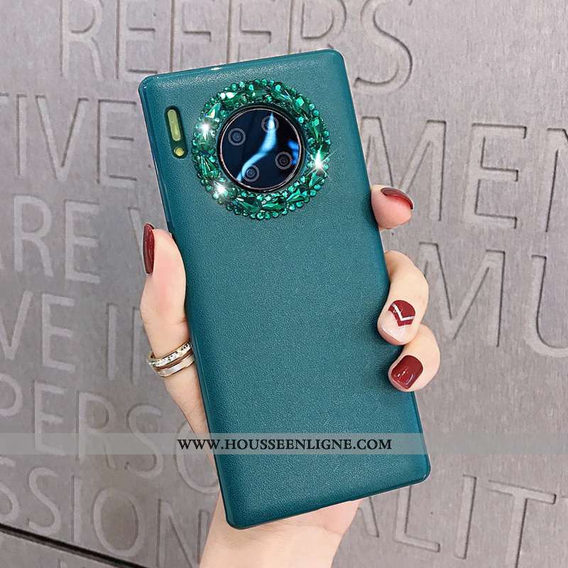 Housse Huawei Mate 30 Protection Strass Tout Compris Cuir Net Rouge Téléphone Portable Violet