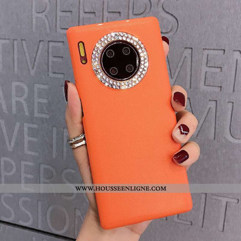 Housse Huawei Mate 30 Protection Strass Tout Compris Cuir Net Rouge Téléphone Portable Violet
