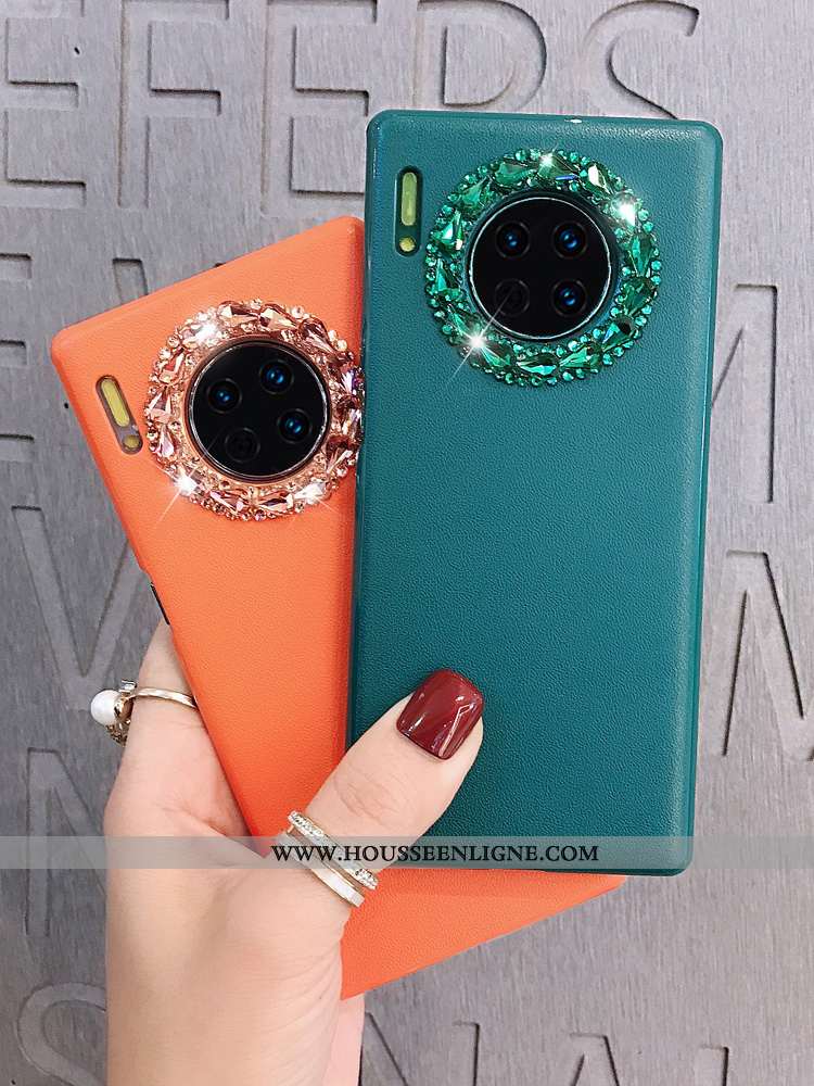 Housse Huawei Mate 30 Protection Strass Tout Compris Cuir Net Rouge Téléphone Portable Violet