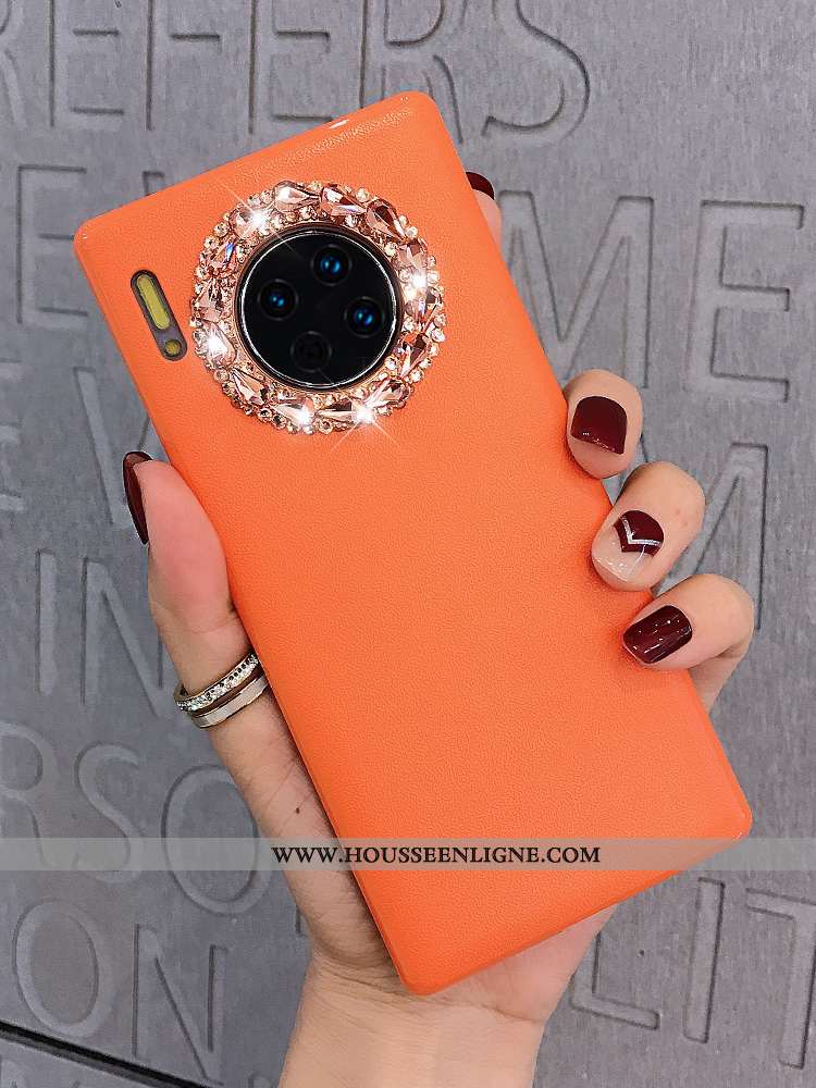 Housse Huawei Mate 30 Protection Strass Tout Compris Cuir Net Rouge Téléphone Portable Violet