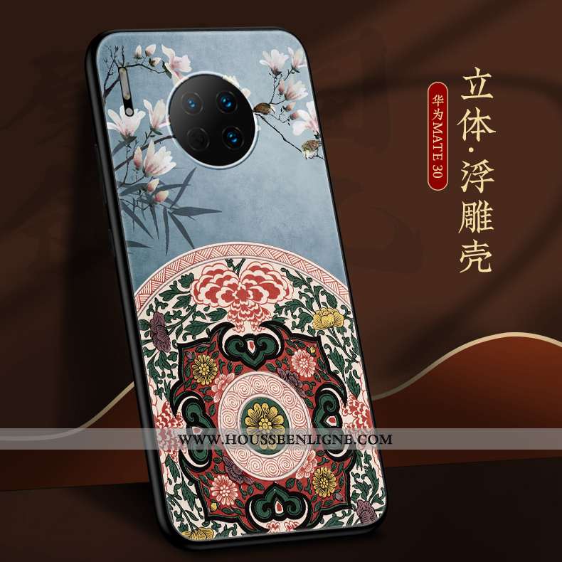 Housse Huawei Mate 30 Tendance Légère Personnalité Coque Bleu Silicone Créatif