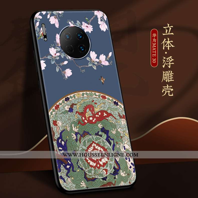 Housse Huawei Mate 30 Tendance Légère Personnalité Coque Bleu Silicone Créatif