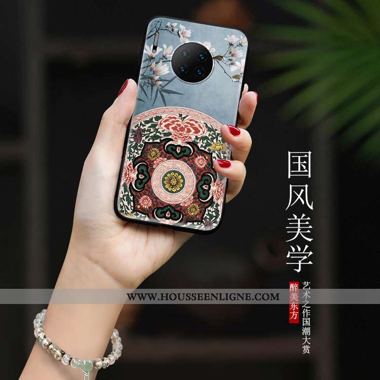 Housse Huawei Mate 30 Tendance Légère Personnalité Coque Bleu Silicone Créatif