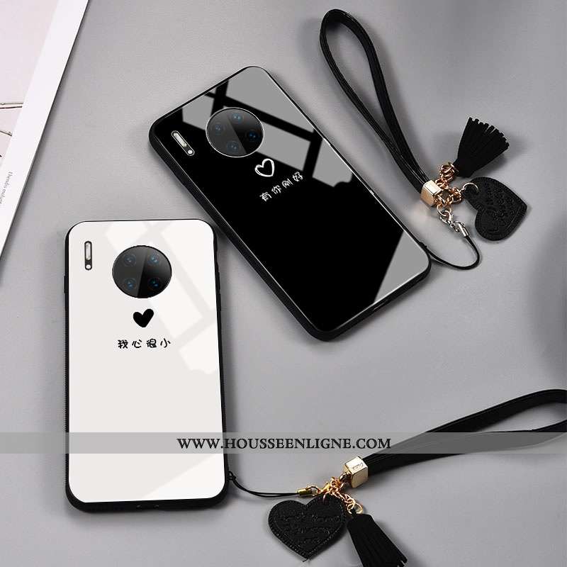 Housse Huawei Mate 30 Verre Personnalité Silicone Miroir Noir Clair Téléphone Portable