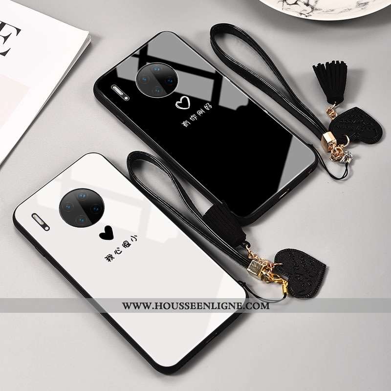 Housse Huawei Mate 30 Verre Personnalité Silicone Miroir Noir Clair Téléphone Portable