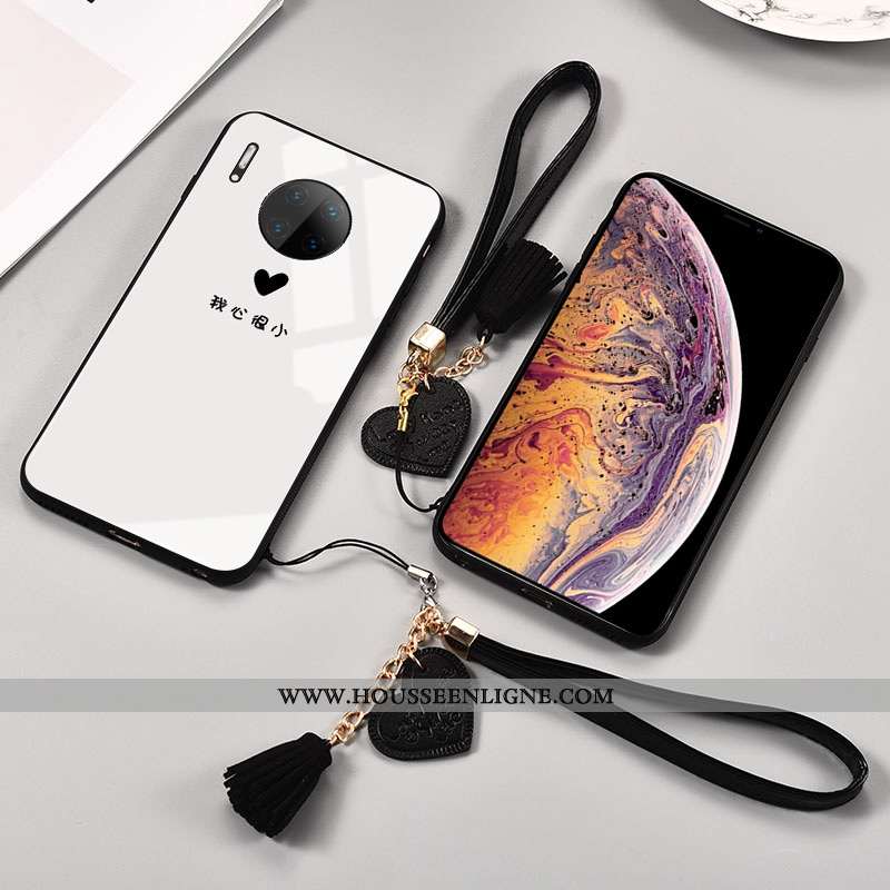Housse Huawei Mate 30 Verre Personnalité Silicone Miroir Noir Clair Téléphone Portable