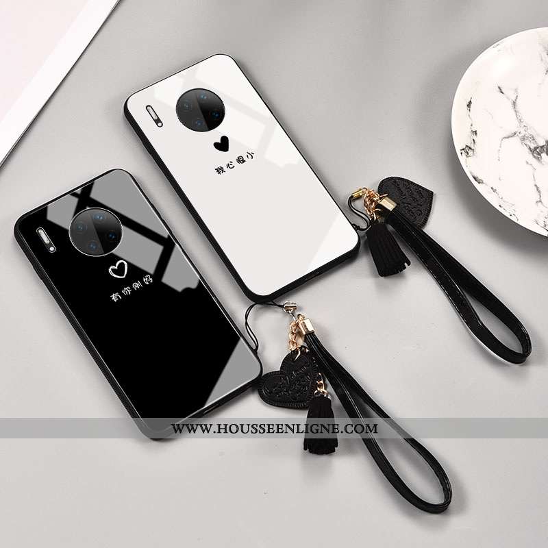 Housse Huawei Mate 30 Verre Personnalité Silicone Miroir Noir Clair Téléphone Portable