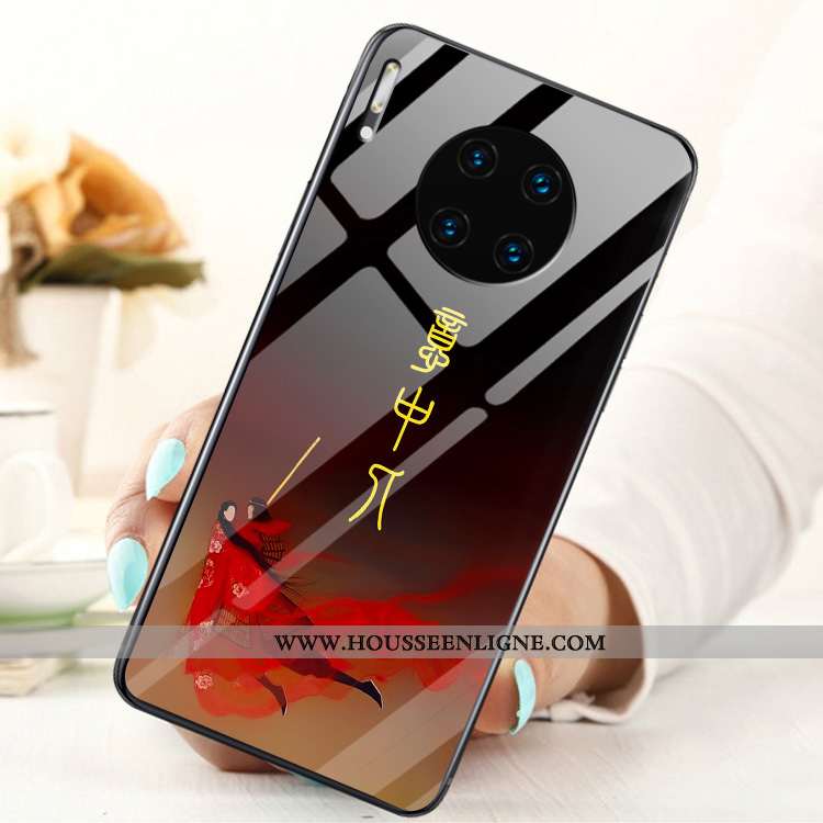 Housse Huawei Mate 30 Verre Personnalité Téléphone Portable Incassable Protection Tempérer Noir
