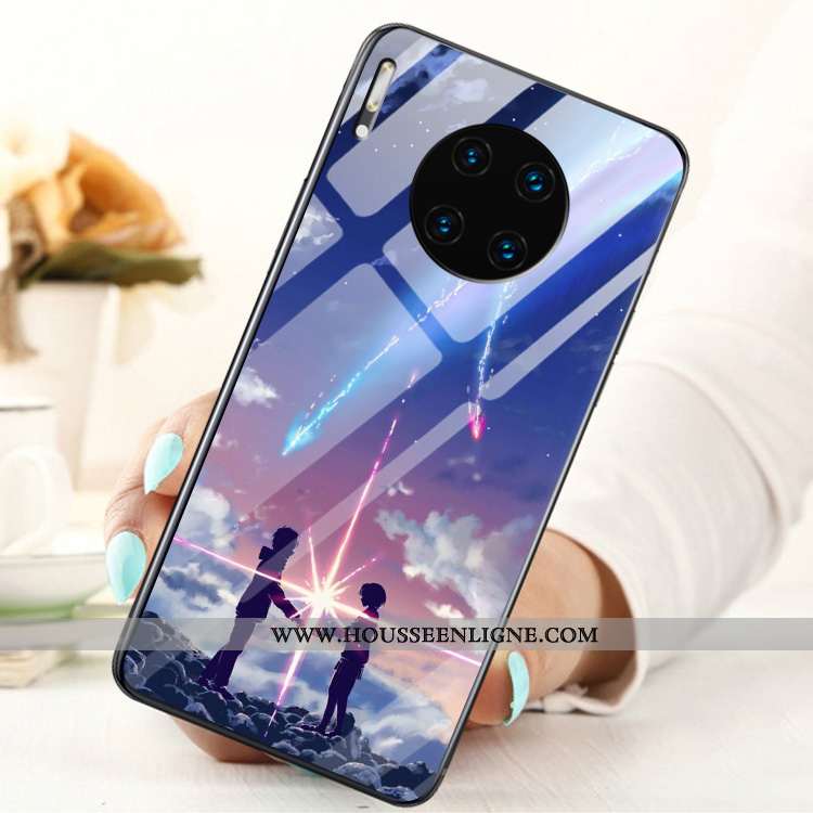 Housse Huawei Mate 30 Verre Personnalité Téléphone Portable Incassable Protection Tempérer Noir