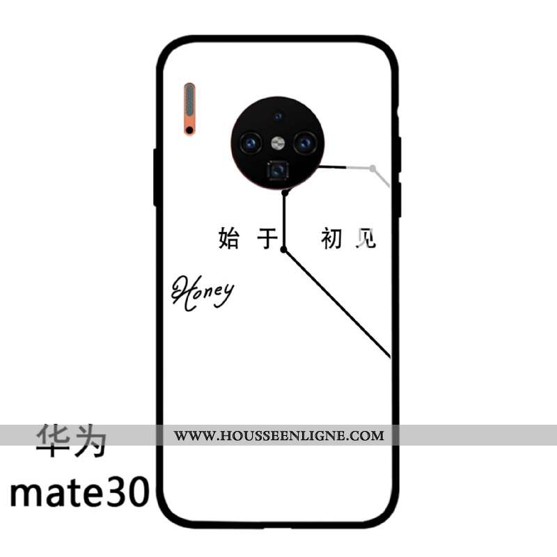 Housse Huawei Mate 30 Verre Tendance Simple Net Rouge Noir Art Protection