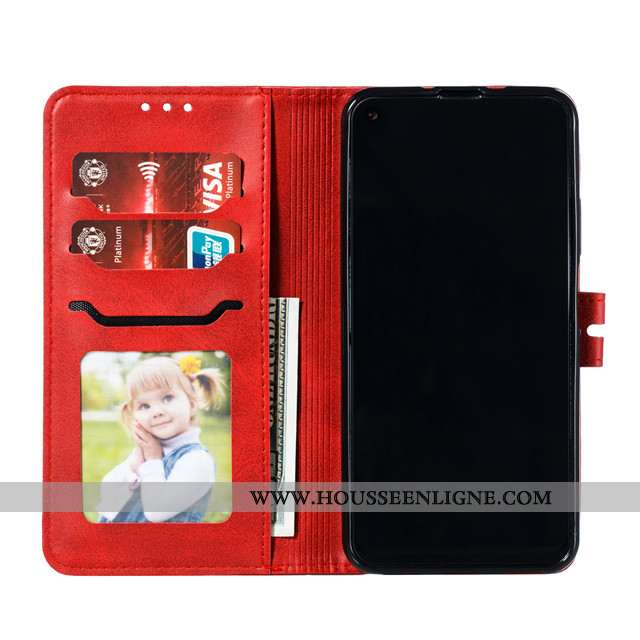 Housse Huawei Nova 5t Créatif Cuir Étui Tout Compris Rouge Luxe Silicone