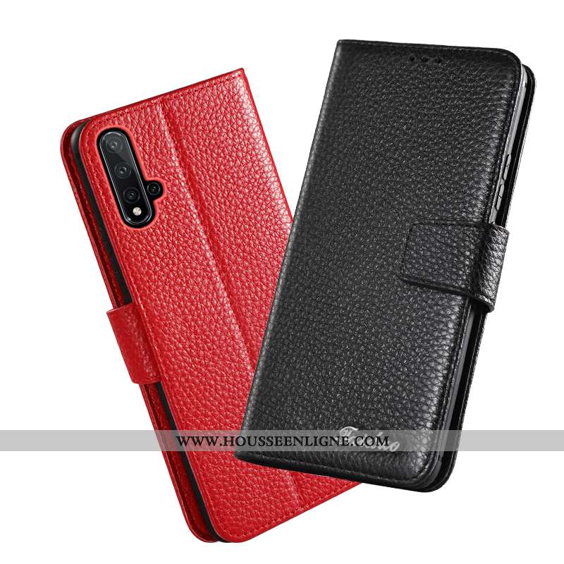 Housse Huawei Nova 5t Cuir Véritable Protection Rouge Coque Téléphone Portable Nouveau