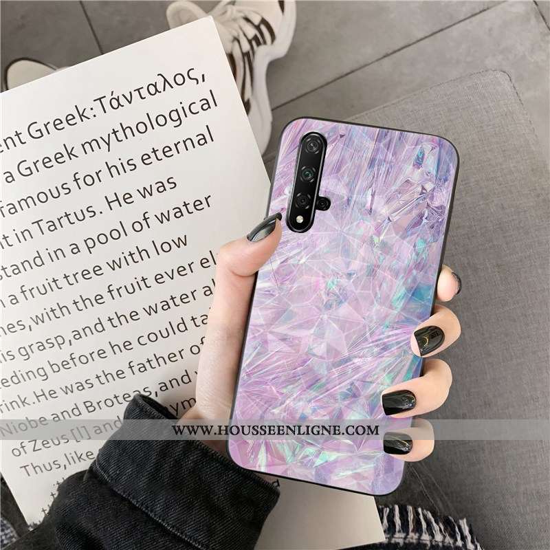 Housse Huawei Nova 5t Fluide Doux Losange Téléphone Portable Coque Net Rouge Bleu