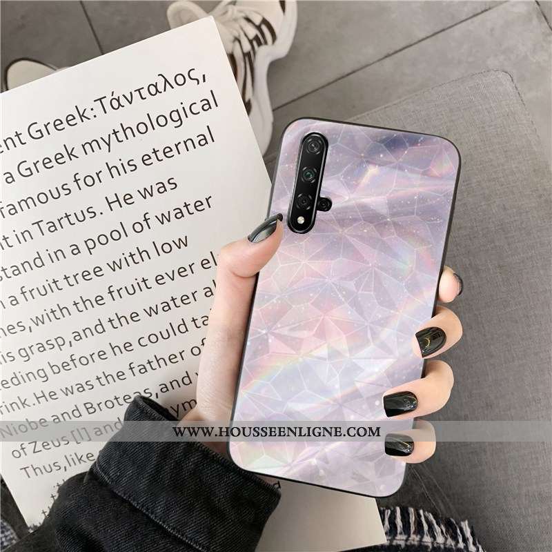 Housse Huawei Nova 5t Fluide Doux Losange Téléphone Portable Coque Net Rouge Bleu