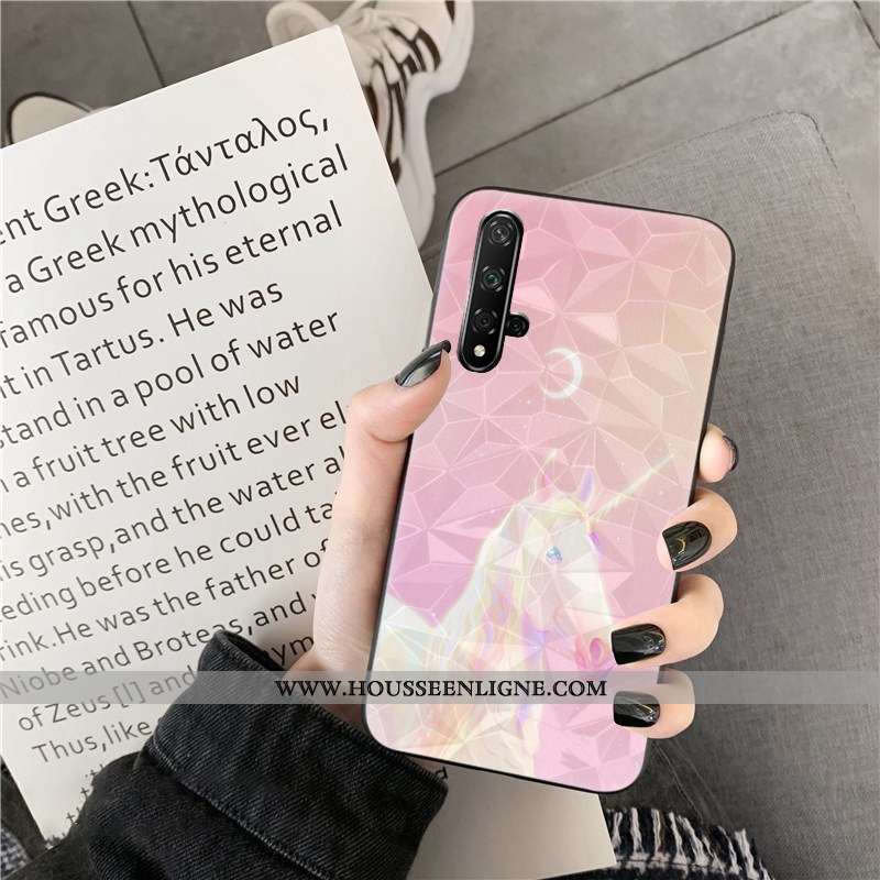Housse Huawei Nova 5t Fluide Doux Losange Téléphone Portable Coque Net Rouge Bleu
