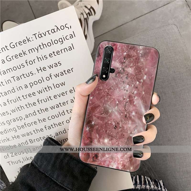 Housse Huawei Nova 5t Fluide Doux Losange Téléphone Portable Coque Net Rouge Bleu