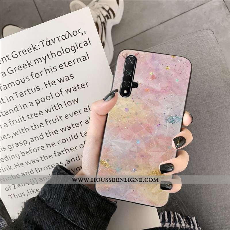 Housse Huawei Nova 5t Fluide Doux Losange Téléphone Portable Coque Net Rouge Bleu