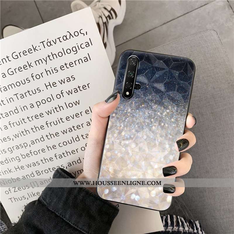 Housse Huawei Nova 5t Fluide Doux Losange Téléphone Portable Coque Net Rouge Bleu