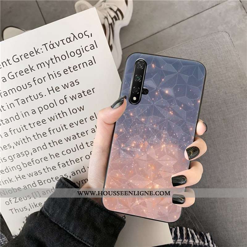 Housse Huawei Nova 5t Fluide Doux Losange Téléphone Portable Coque Net Rouge Bleu