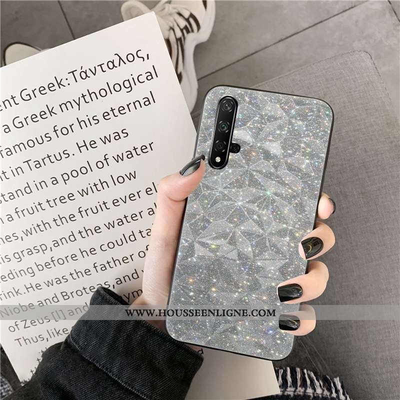 Housse Huawei Nova 5t Fluide Doux Losange Téléphone Portable Coque Net Rouge Bleu