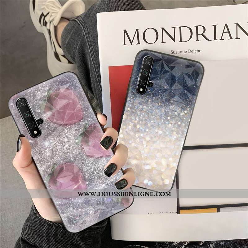 Housse Huawei Nova 5t Fluide Doux Losange Téléphone Portable Coque Net Rouge Bleu