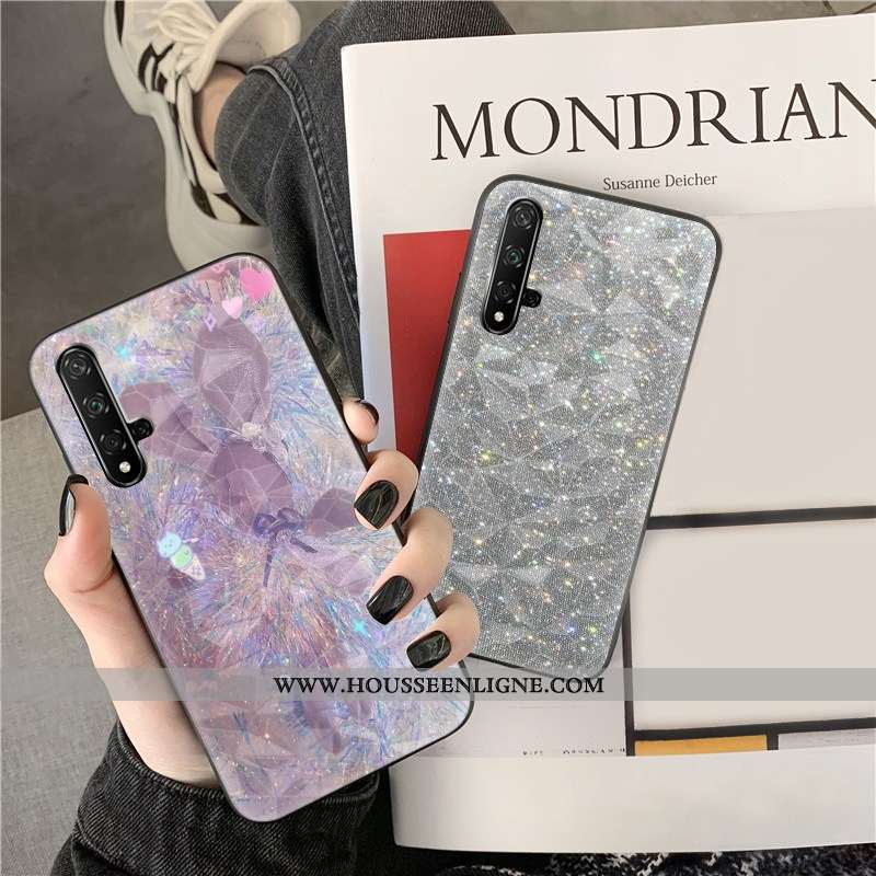 Housse Huawei Nova 5t Fluide Doux Losange Téléphone Portable Coque Net Rouge Bleu