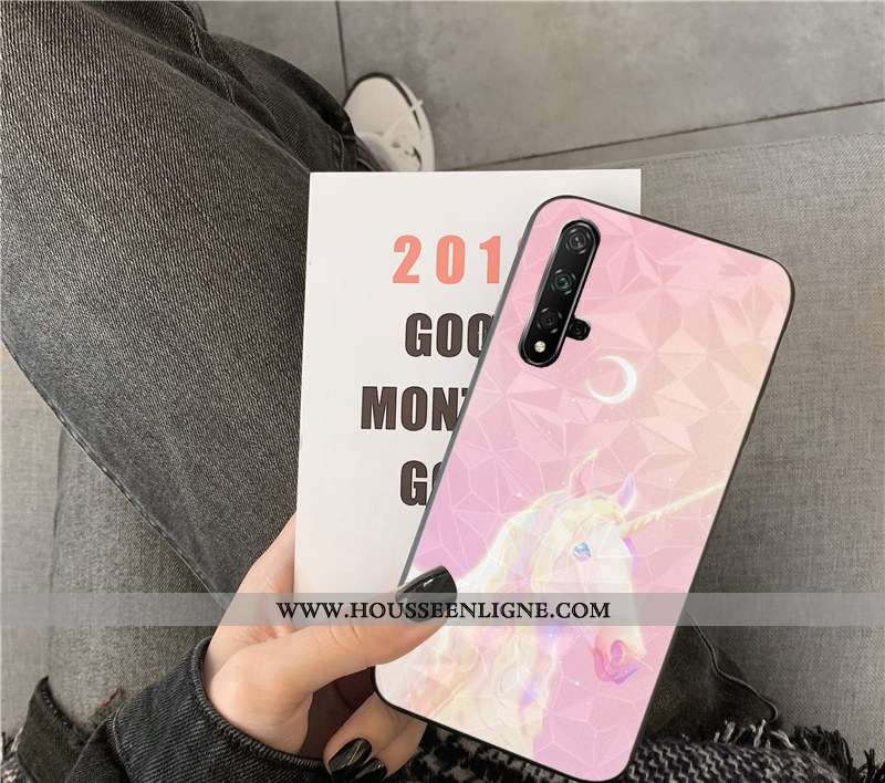 Housse Huawei Nova 5t Fluide Doux Losange Téléphone Portable Coque Net Rouge Bleu