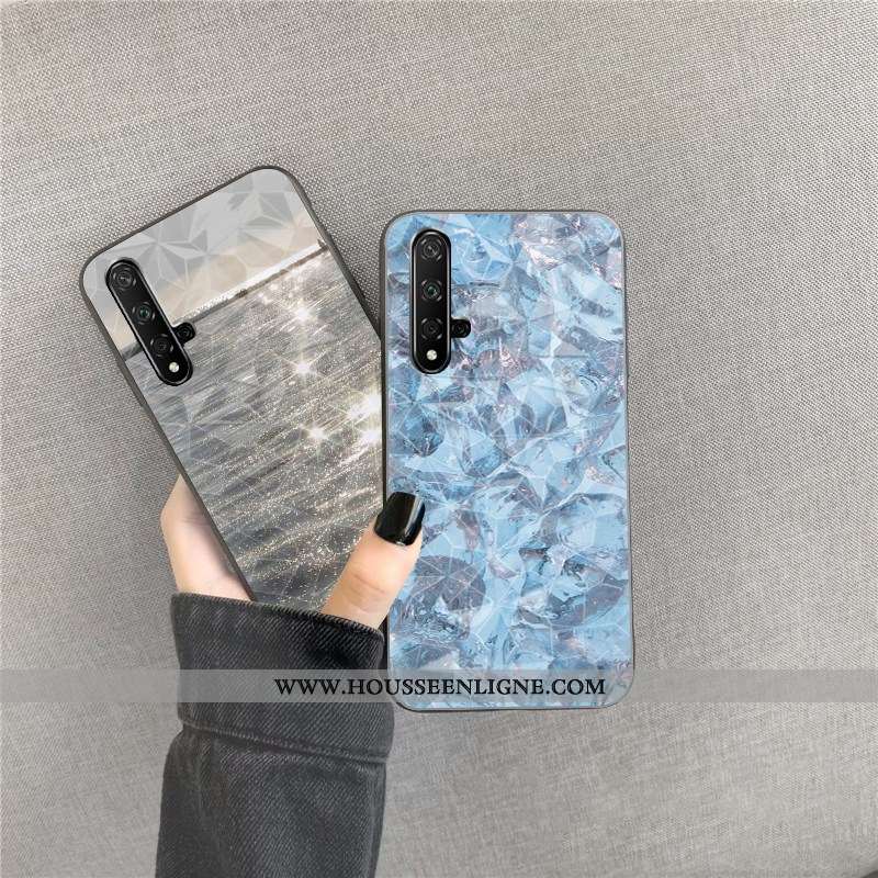 Housse Huawei Nova 5t Fluide Doux Losange Téléphone Portable Coque Net Rouge Bleu