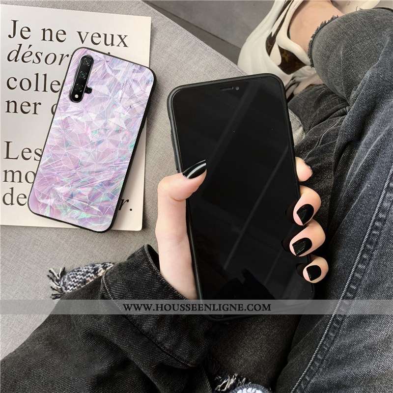 Housse Huawei Nova 5t Fluide Doux Losange Téléphone Portable Coque Net Rouge Bleu