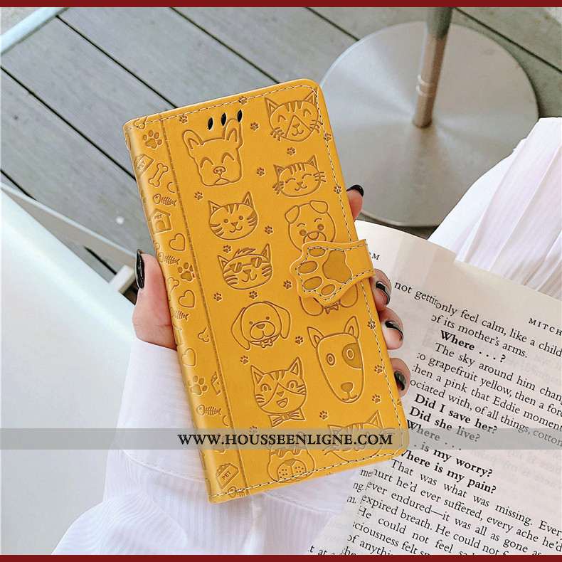 Housse Huawei Nova 5t Gaufrage Dessin Animé Chiens Incassable Téléphone Portable Étui Chat Violet