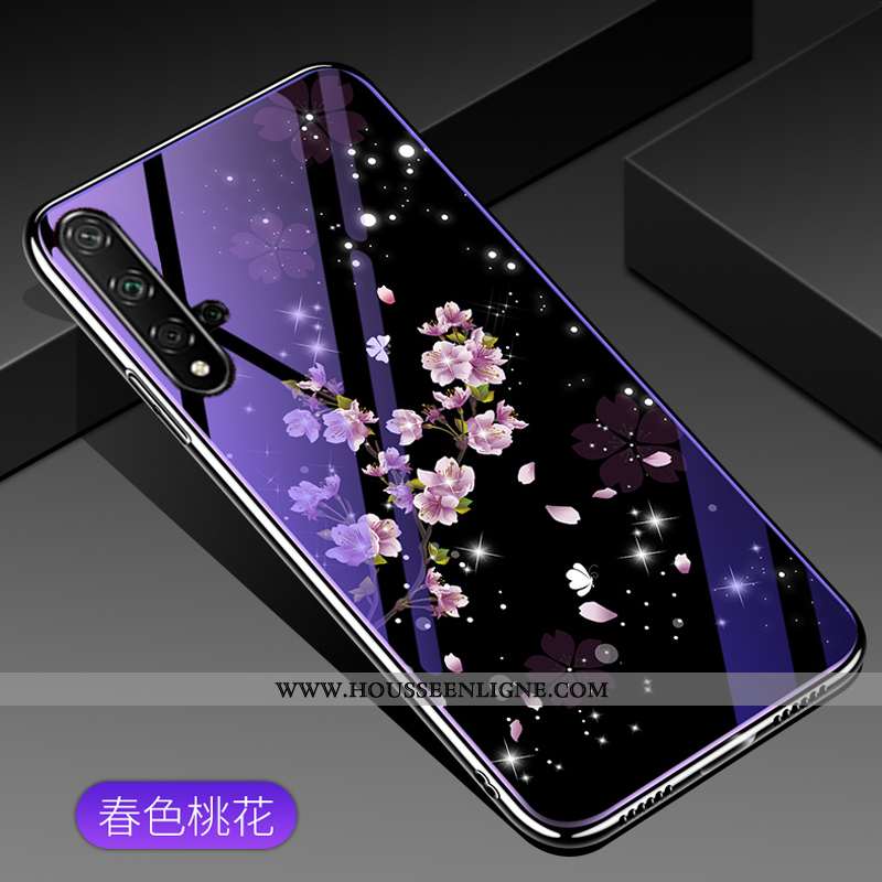 Housse Huawei Nova 5t Mode Verre Téléphone Portable Étui Coque Tendance Bleu