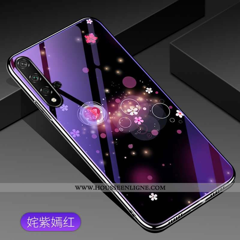 Housse Huawei Nova 5t Mode Verre Téléphone Portable Étui Coque Tendance Bleu