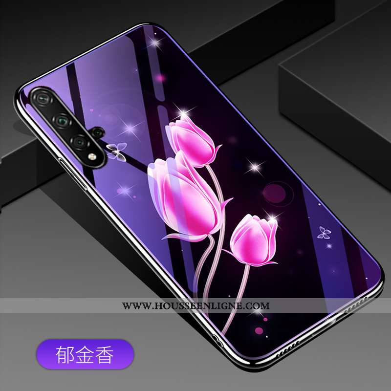 Housse Huawei Nova 5t Mode Verre Téléphone Portable Étui Coque Tendance Bleu
