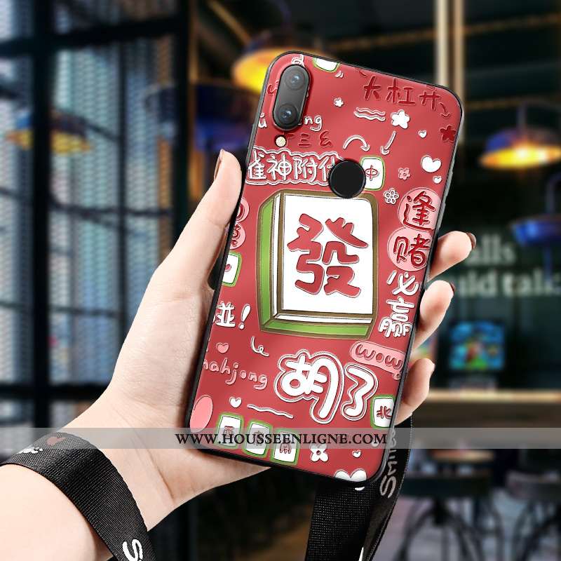 Housse Huawei P Smart 2020 Charmant Tendance Protection Étui Silicone Dimensionnel Coque Rouge