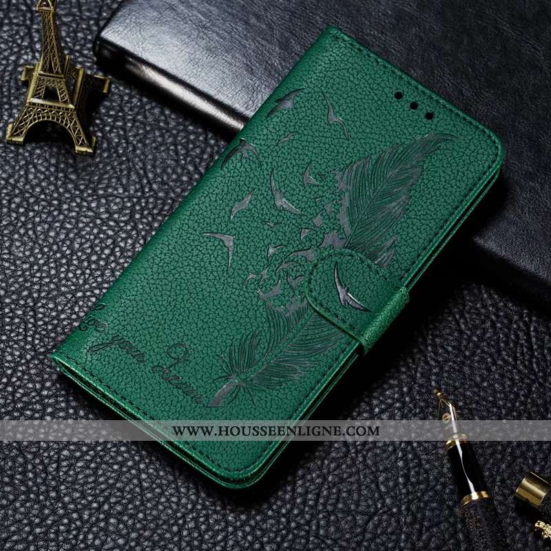 Housse Huawei P Smart 2020 Cuir Portefeuille Téléphone Portable Vert Incassable Coque Étui Verte