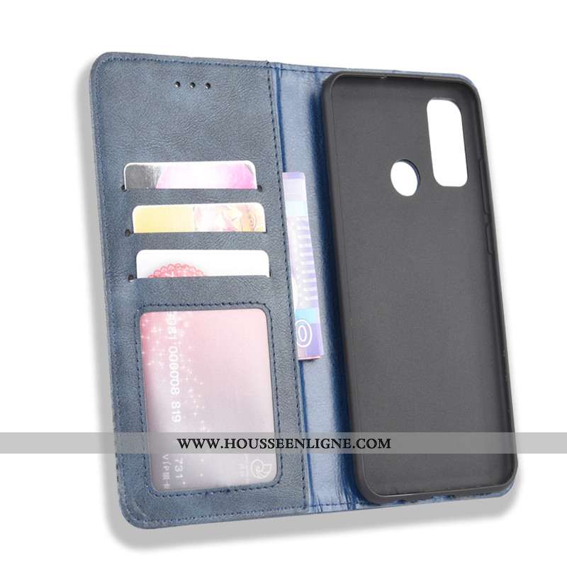 Housse Huawei P Smart 2020 Cuir Protection Noir Coque Téléphone Portable Étui
