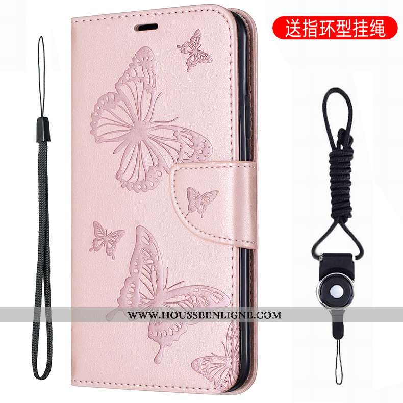Housse Huawei P Smart 2020 Cuir Protection Étui Gaufrage Couleur Unie Papillon Téléphone Portable Ro