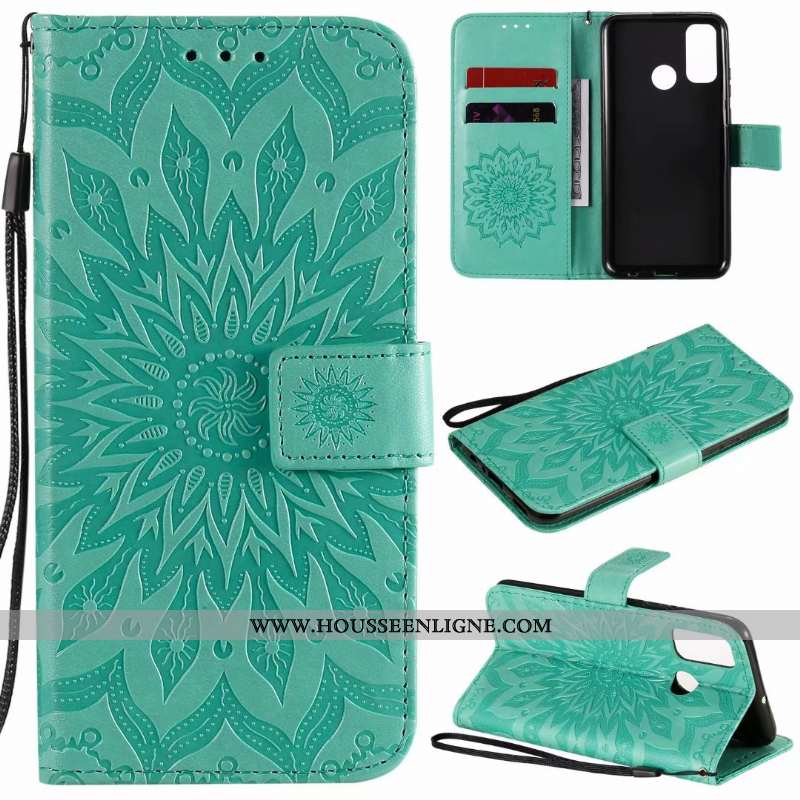 Housse Huawei P Smart 2020 Cuir Téléphone Portable Carte Coque Incassable Bleu Étui
