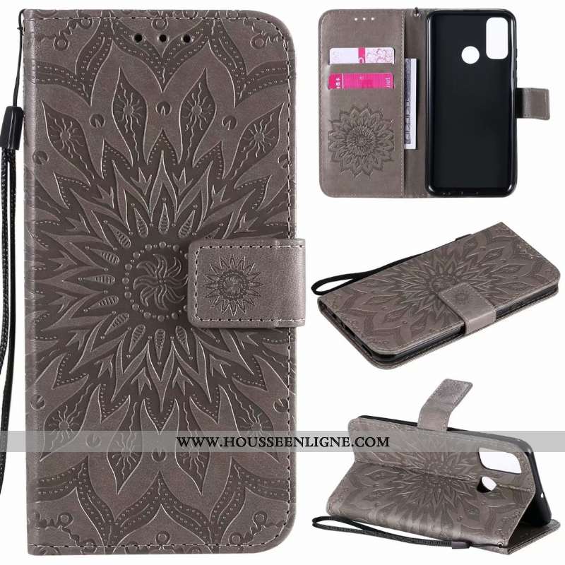 Housse Huawei P Smart 2020 Cuir Téléphone Portable Carte Coque Incassable Bleu Étui