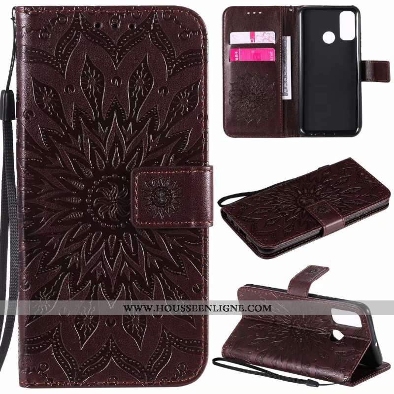 Housse Huawei P Smart 2020 Cuir Téléphone Portable Carte Coque Incassable Bleu Étui