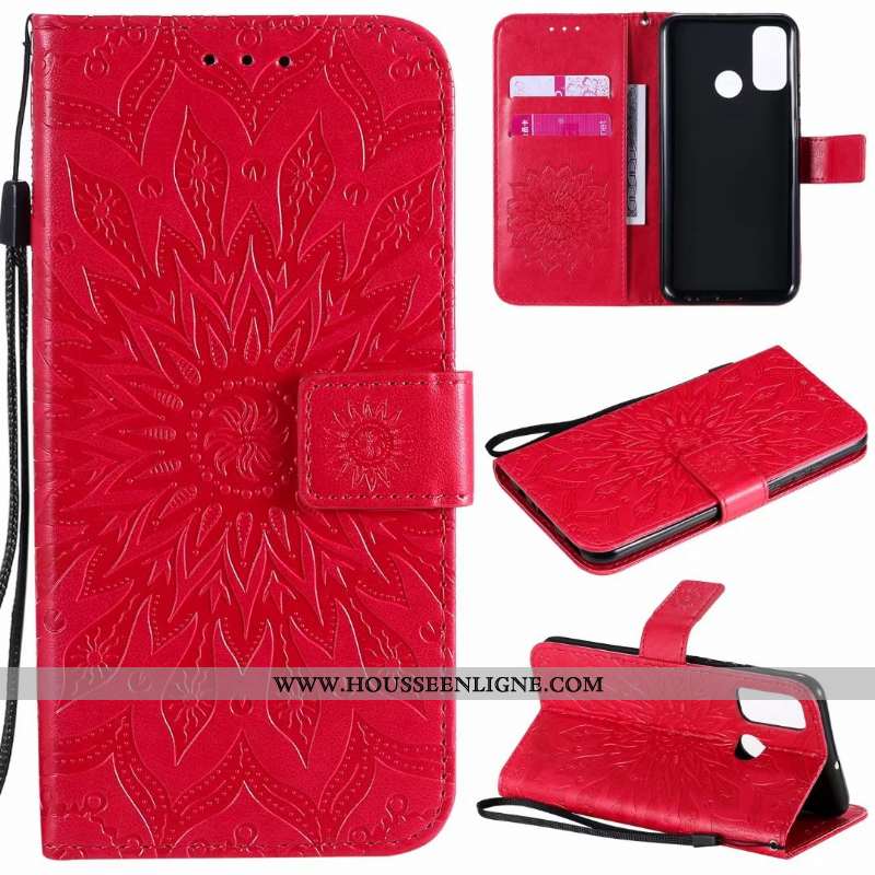 Housse Huawei P Smart 2020 Cuir Téléphone Portable Carte Coque Incassable Bleu Étui