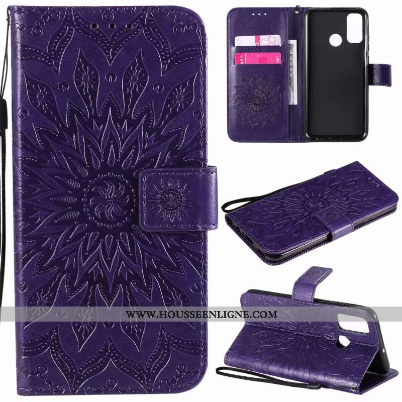 Housse Huawei P Smart 2020 Cuir Téléphone Portable Carte Coque Incassable Bleu Étui