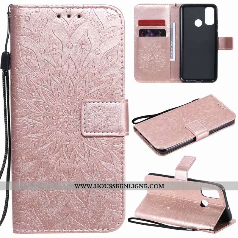 Housse Huawei P Smart 2020 Cuir Téléphone Portable Carte Coque Incassable Bleu Étui